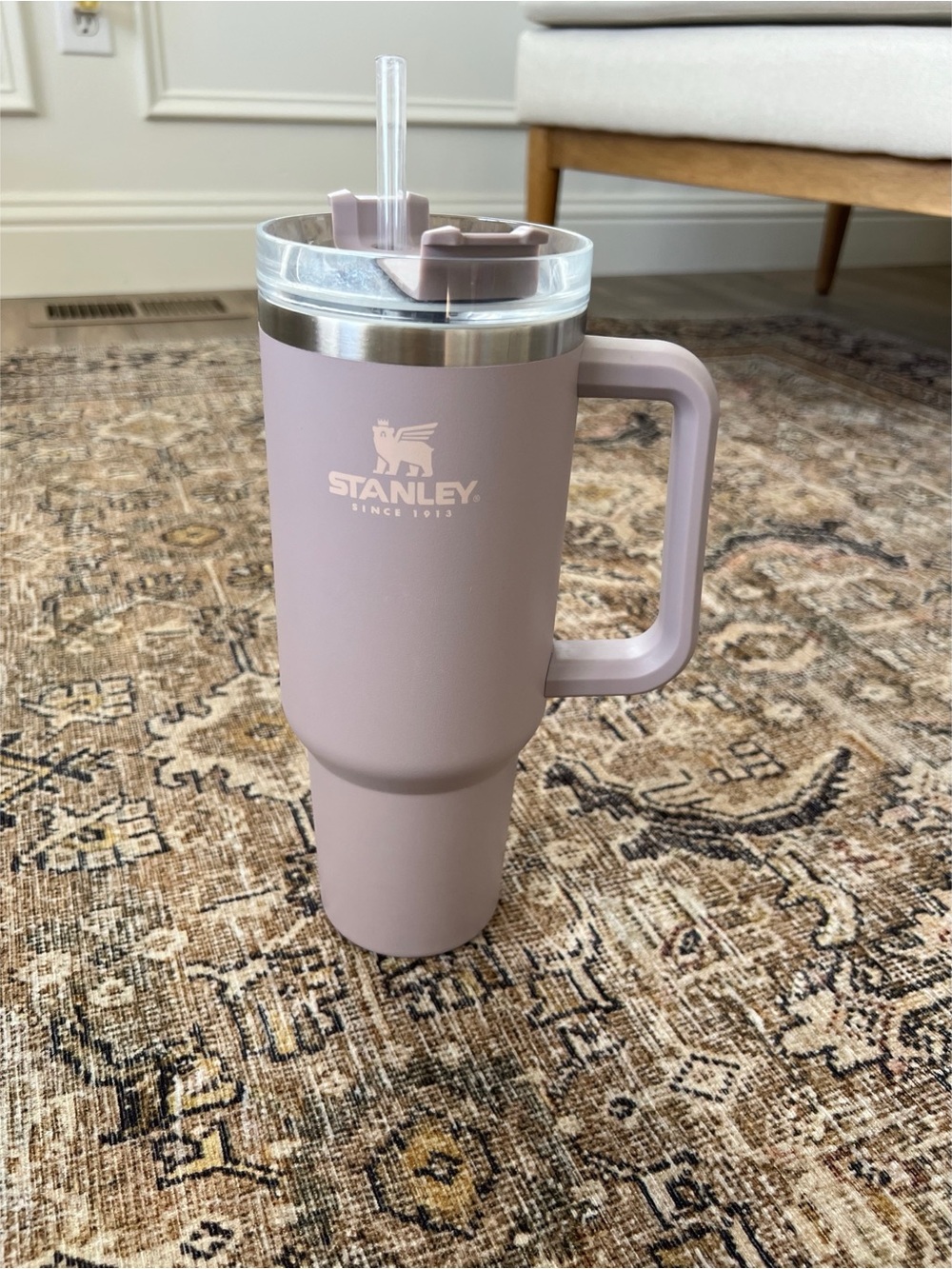 Stanley Mauve Stainless Steel Travel Tumbler with Handle and Straw